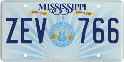 MS license plate ZEV766