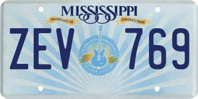 MS license plate ZEV769