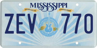 MS license plate ZEV770