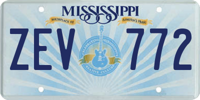 MS license plate ZEV772