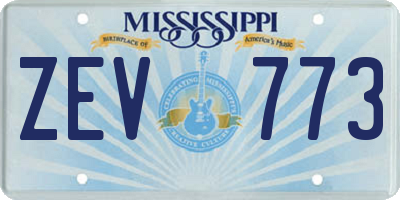 MS license plate ZEV773