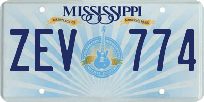 MS license plate ZEV774