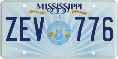 MS license plate ZEV776