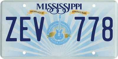 MS license plate ZEV778