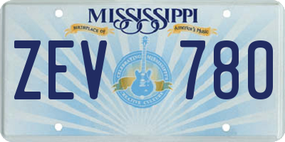 MS license plate ZEV780
