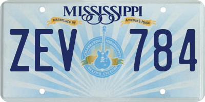 MS license plate ZEV784