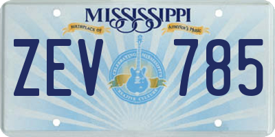 MS license plate ZEV785