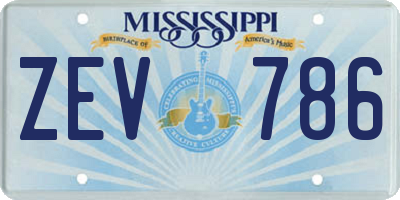 MS license plate ZEV786