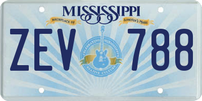 MS license plate ZEV788
