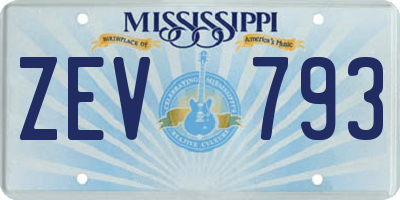 MS license plate ZEV793