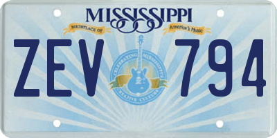 MS license plate ZEV794
