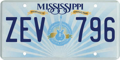 MS license plate ZEV796
