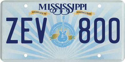 MS license plate ZEV800
