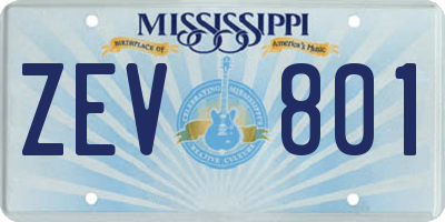 MS license plate ZEV801
