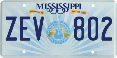 MS license plate ZEV802