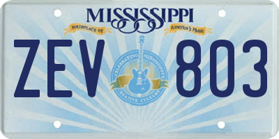 MS license plate ZEV803