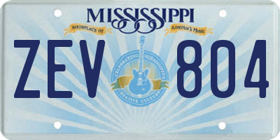 MS license plate ZEV804