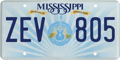 MS license plate ZEV805