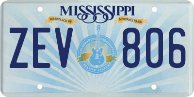 MS license plate ZEV806