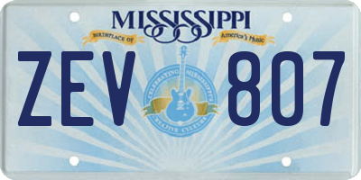 MS license plate ZEV807