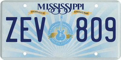 MS license plate ZEV809