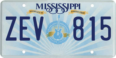 MS license plate ZEV815