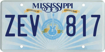 MS license plate ZEV817