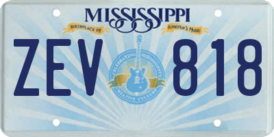 MS license plate ZEV818