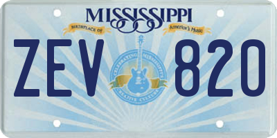 MS license plate ZEV820