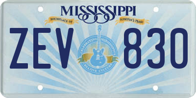 MS license plate ZEV830