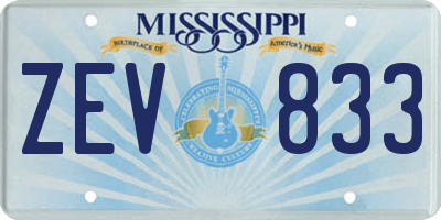 MS license plate ZEV833