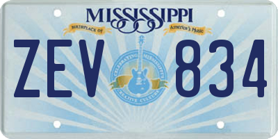 MS license plate ZEV834