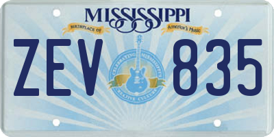 MS license plate ZEV835