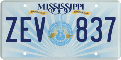 MS license plate ZEV837