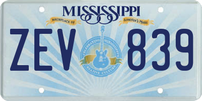MS license plate ZEV839