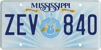 MS license plate ZEV840