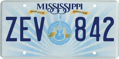 MS license plate ZEV842