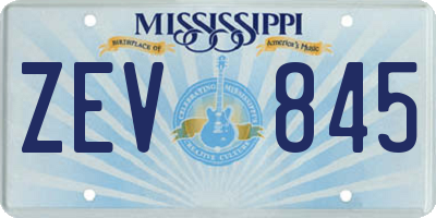 MS license plate ZEV845