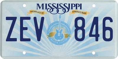 MS license plate ZEV846