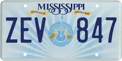 MS license plate ZEV847
