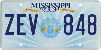 MS license plate ZEV848