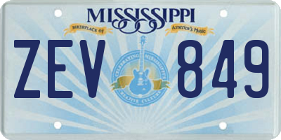 MS license plate ZEV849