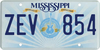 MS license plate ZEV854