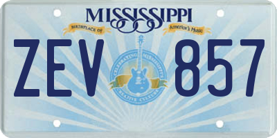 MS license plate ZEV857