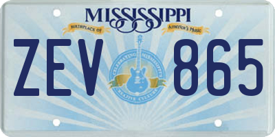 MS license plate ZEV865