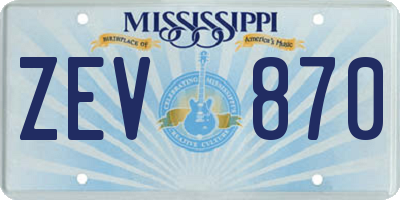 MS license plate ZEV870
