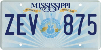 MS license plate ZEV875