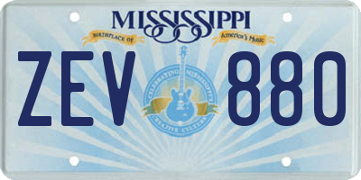 MS license plate ZEV880