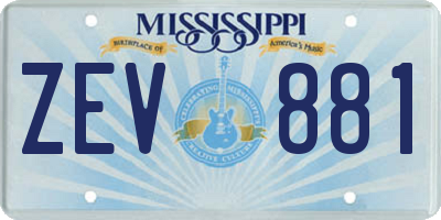 MS license plate ZEV881