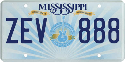 MS license plate ZEV888
